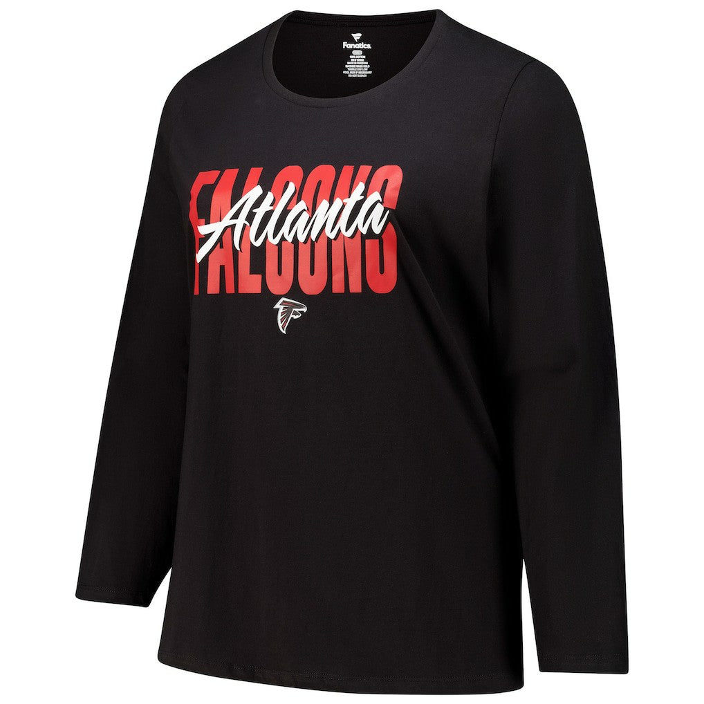 Atlanta Falcons Women's Long Sleeve Scoop Neck T-Shirt - Black cheap