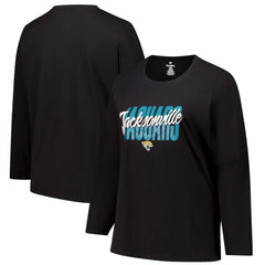 Jacksonville Jaguars Women's Long Sleeve Scoop Neck T-Shirt - Black cheap