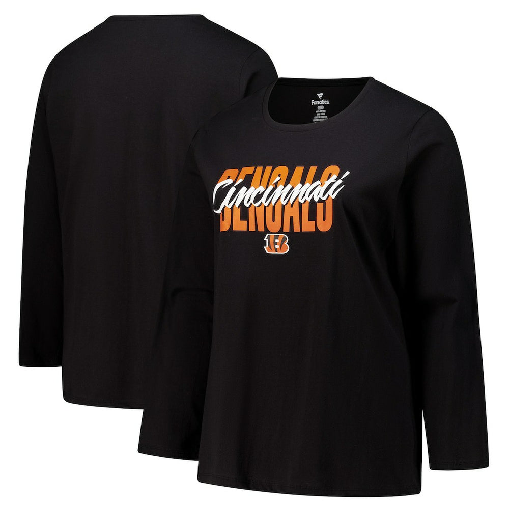 Cincinnati Bengals Women's Long Sleeve Scoop Neck T-Shirt - Black sale