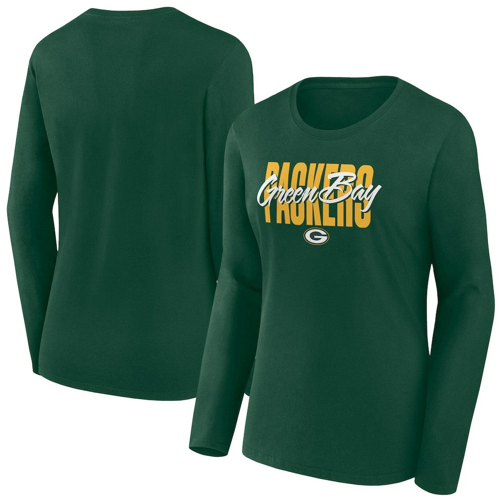 Green Bay Packers Women's Long Sleeve Scoop Neck T-Shirt - Green on sale