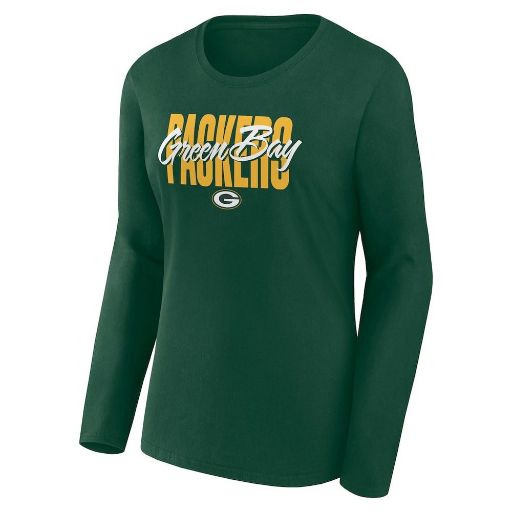 Green Bay Packers Women's Long Sleeve Scoop Neck T-Shirt - Green on sale