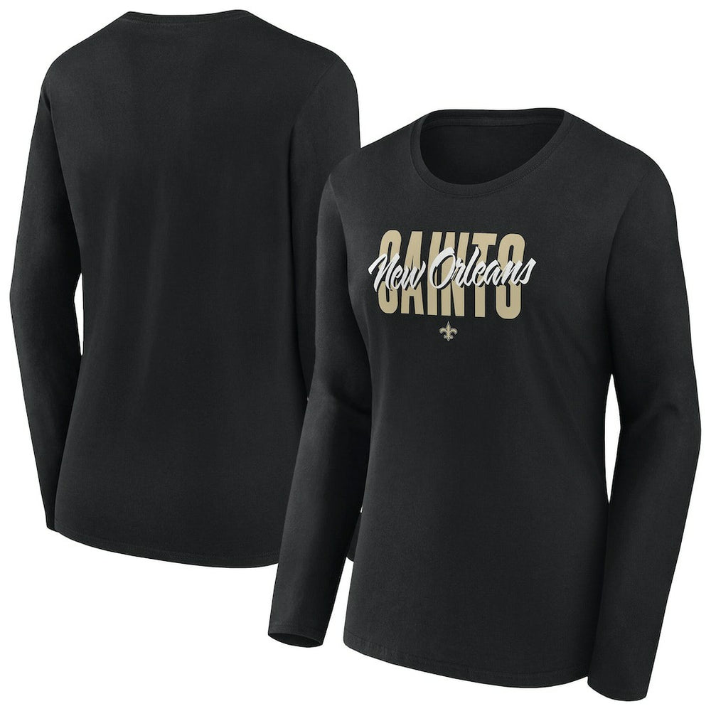 New Orleans Saints Women's Long Sleeve Scoop Neck T-Shirt - Black cheap