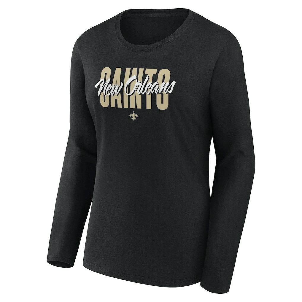 New Orleans Saints Women's Long Sleeve Scoop Neck T-Shirt - Black cheap
