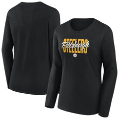 Pittsburgh Steelers Women's Long Sleeve Scoop Neck T-Shirt - Black online