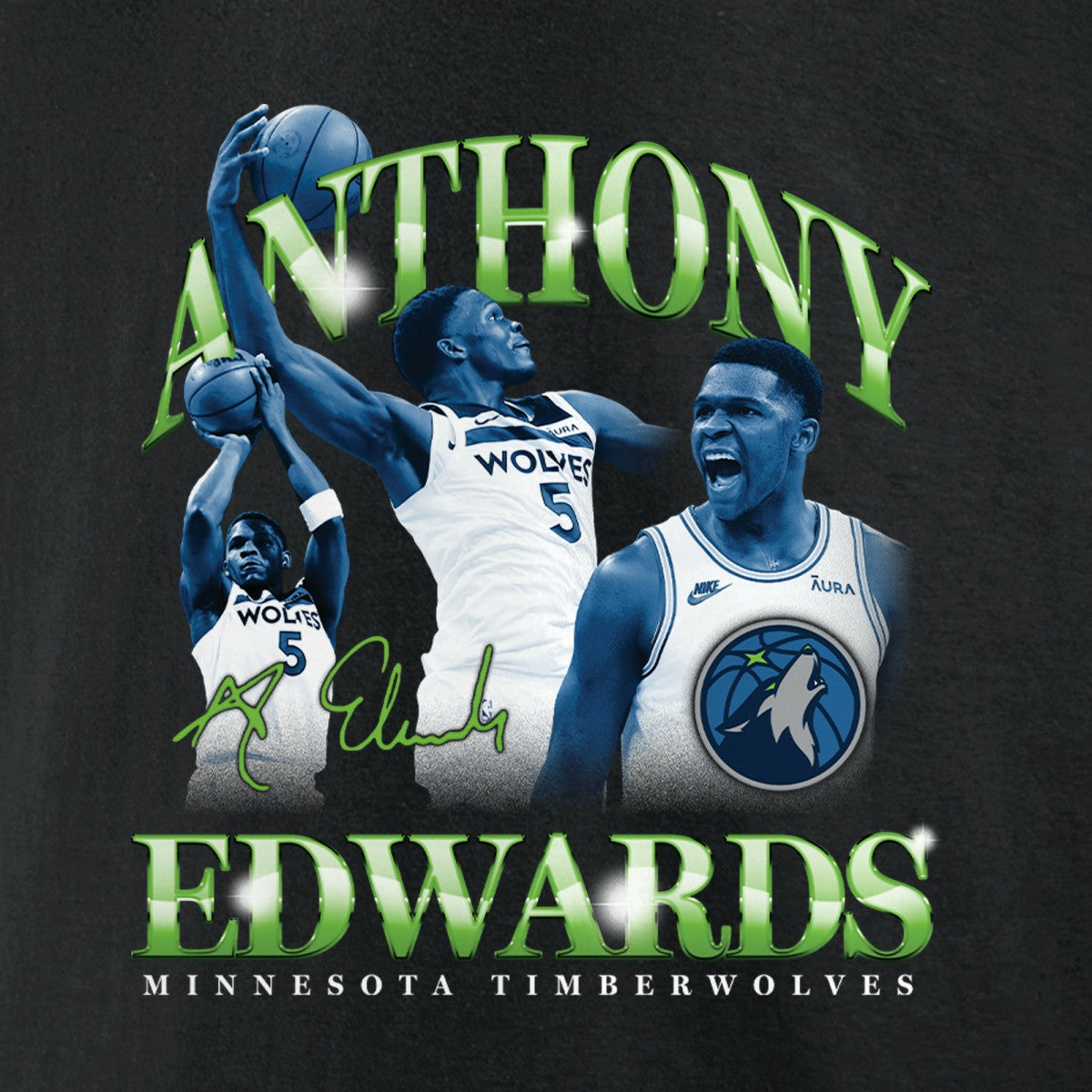 Anthony Edwards Minnesota Timberwolves Retro '90s T-Shirt - Black shop