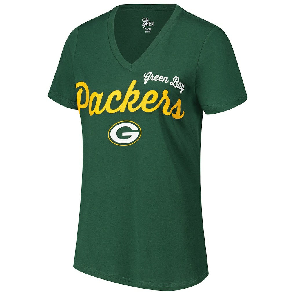 Green Bay Packers G-III 4Her by Carl Banks Women's Post Season V-Neck T-Shirt - Green for sale