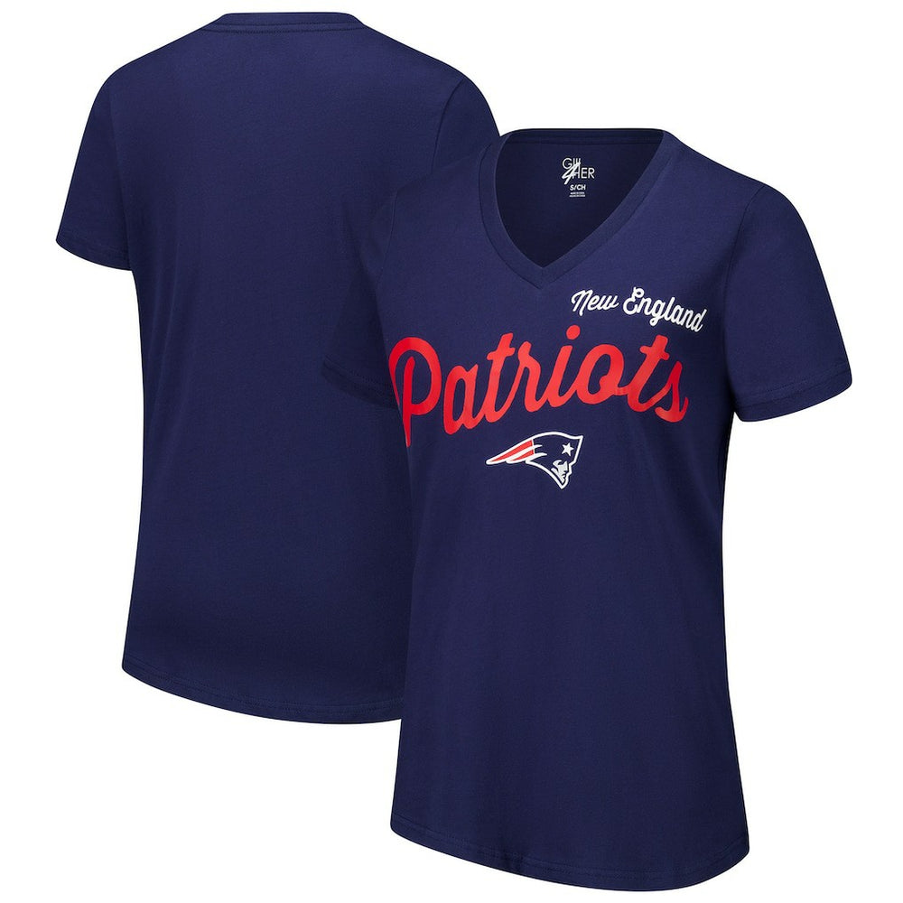 New England Patriots G-III 4Her by Carl Banks Women's Post Season V-Neck T-Shirt - Navy for sale