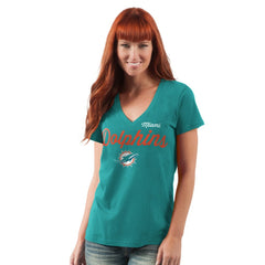 Miami Dolphins G-III 4Her by Carl Banks Women's Post Season V-Neck T-Shirt - Aqua sale