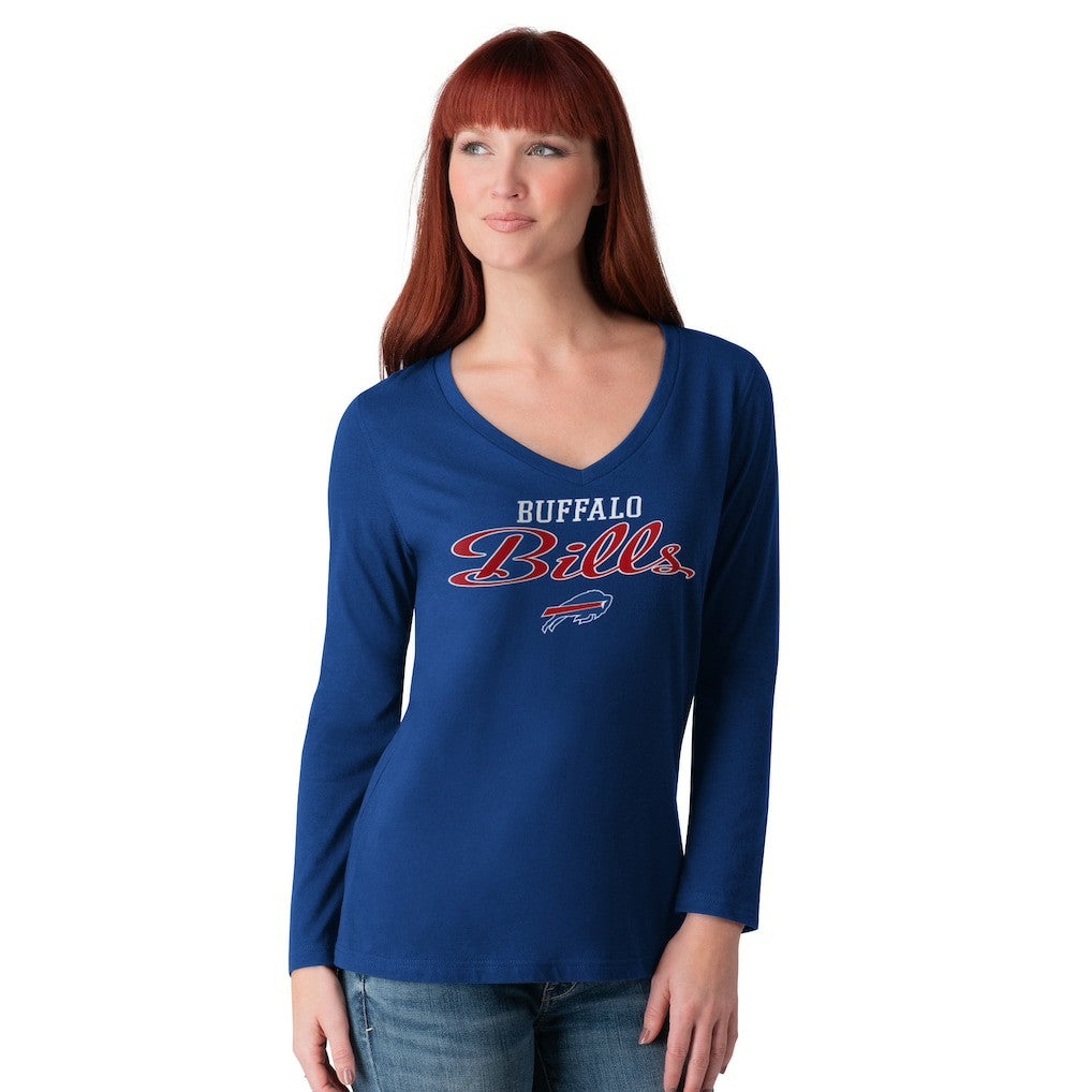 Buffalo Bills G-III 4Her by Carl Banks Women's Post Season Long Sleeve V-Neck T-Shirt - Royal sale