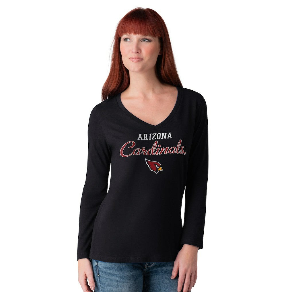Arizona Cardinals G-III 4Her by Carl Banks Women's Post Season Long Sleeve V-Neck T-Shirt - Black for sale