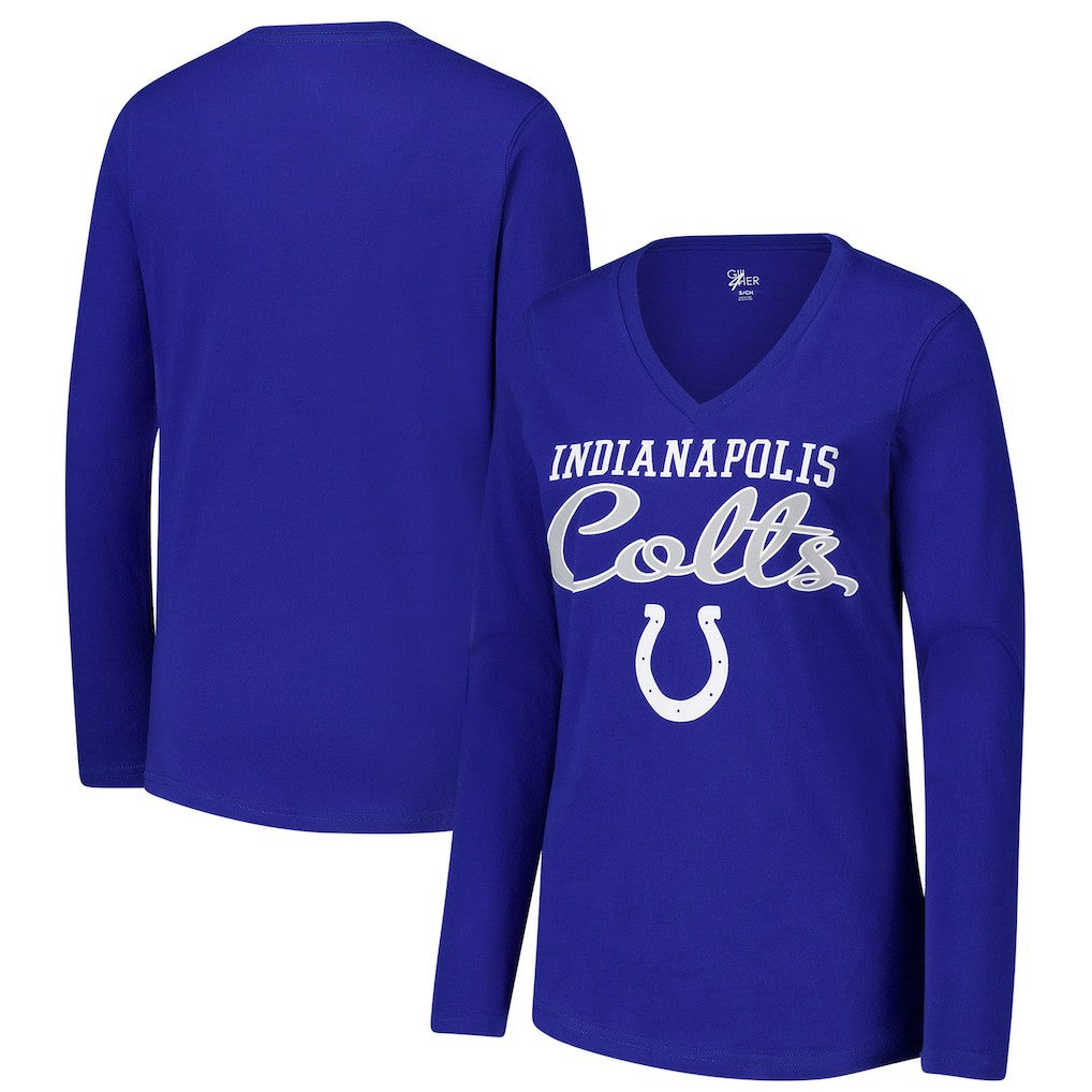 Indianapolis Colts G-III 4Her by Carl Banks Women's Post Season Long Sleeve V-Neck T-Shirt - Royal discount