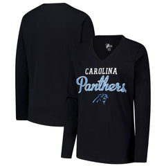 Carolina Panthers G-III 4Her by Carl Banks Women's Post Season Long Sleeve V-Neck T-Shirt - Black for sale