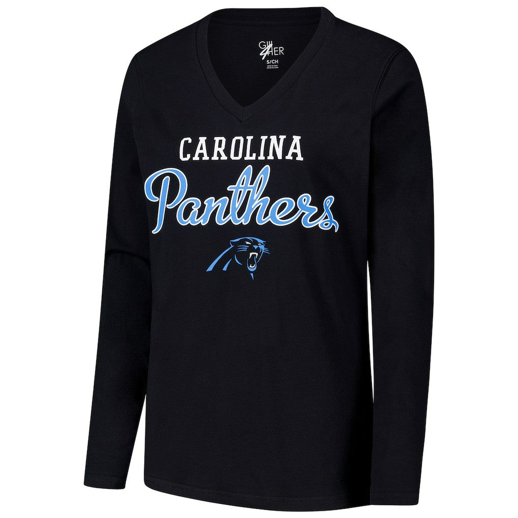 Carolina Panthers G-III 4Her by Carl Banks Women's Post Season Long Sleeve V-Neck T-Shirt - Black for sale