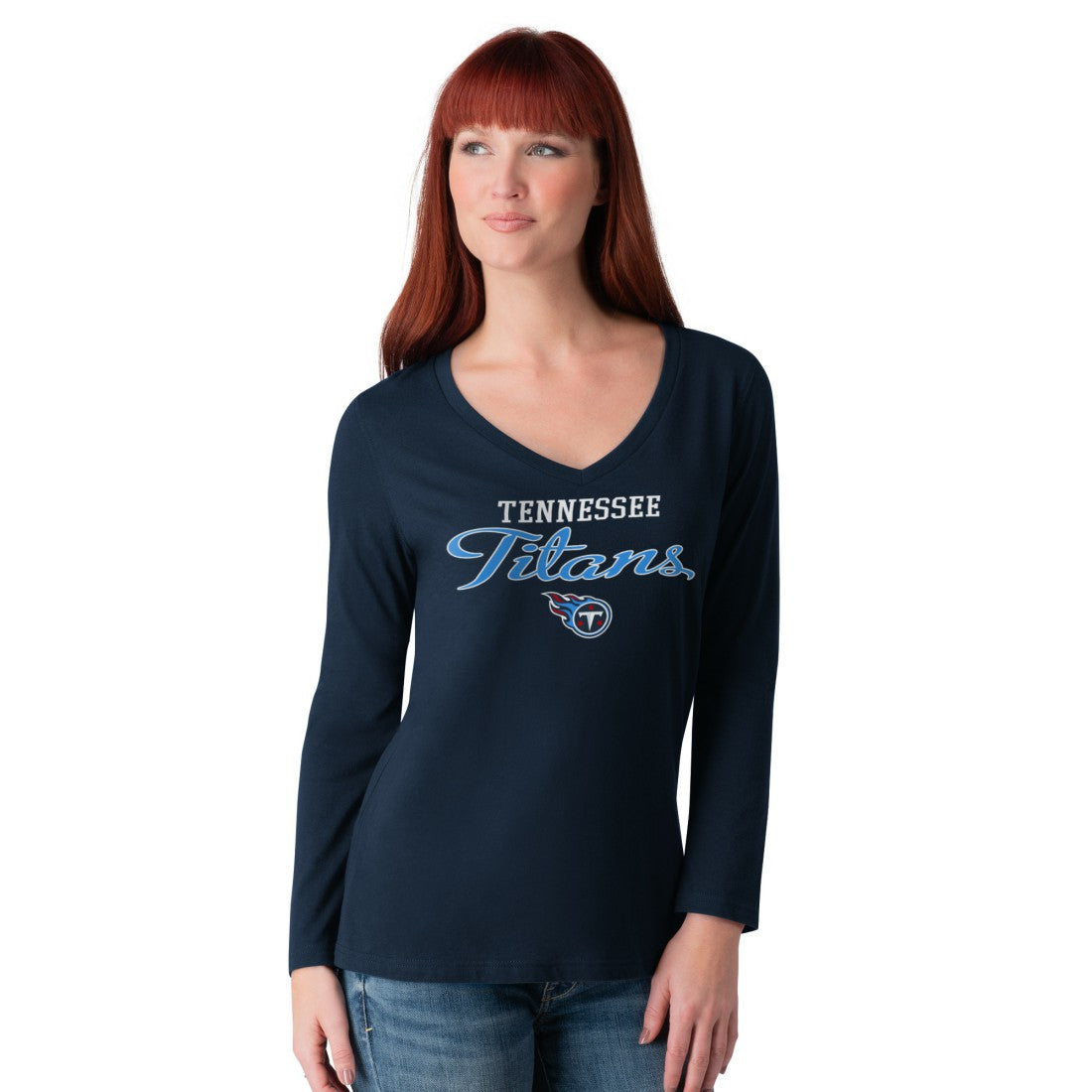 Tennessee Titans G-III 4Her by Carl Banks Women's Post Season Long Sleeve V-Neck T-Shirt - Navy sale