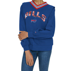 Buffalo Bills Tommy Hilfiger Women's Alice V-Neck Pullover Sweatshirt - Royal sale
