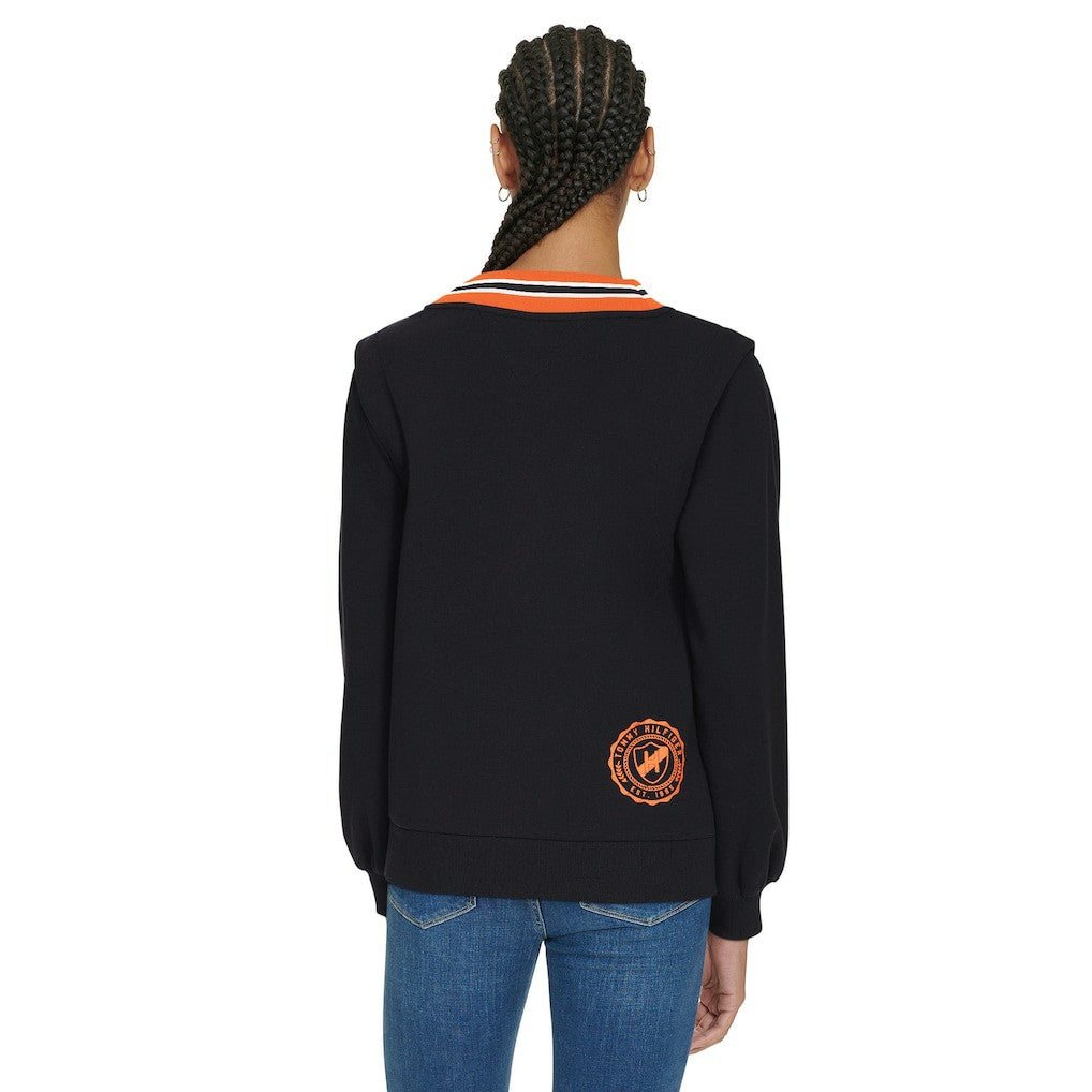 Cincinnati Bengals Tommy Hilfiger Women's Alice V-Neck Pullover Sweatshirt - Black sale