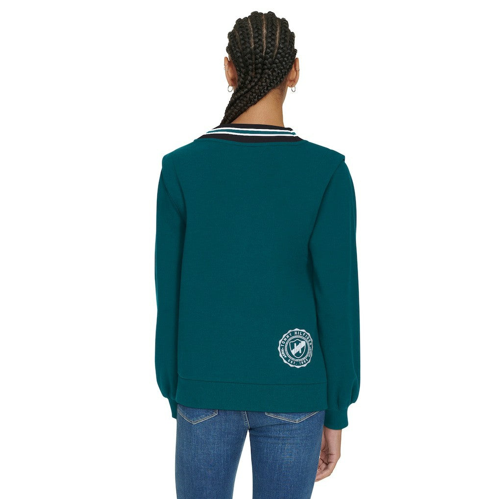 Philadelphia Eagles Tommy Hilfiger Women's Alice V-Neck Pullover Sweatshirt - Midnight Green online