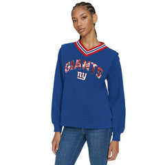 New York Giants Tommy Hilfiger Women's Alice V-Neck Pullover Sweatshirt - Royal sale