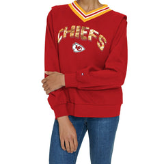 Kansas City Chiefs Tommy Hilfiger Women's Alice V-Neck Pullover Sweatshirt - Red sale