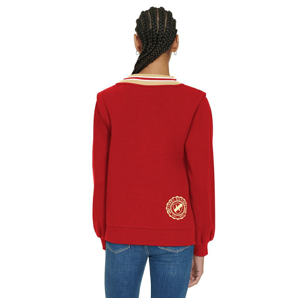 San Francisco 49ers Tommy Hilfiger Women's Alice V-Neck Pullover Sweatshirt - Scarlet online