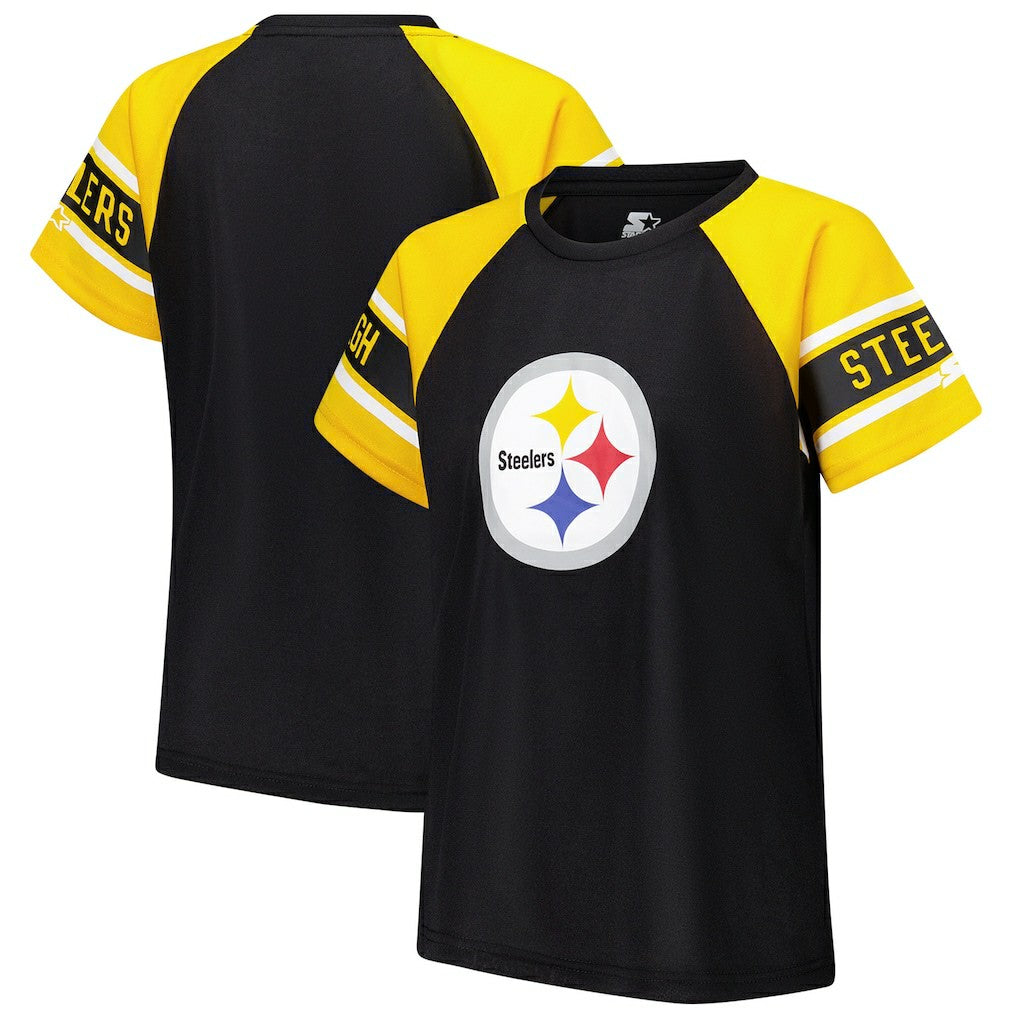 Pittsburgh Steelers Starter Women's 1st Rounder Color Block Raglan Top - Black outlet