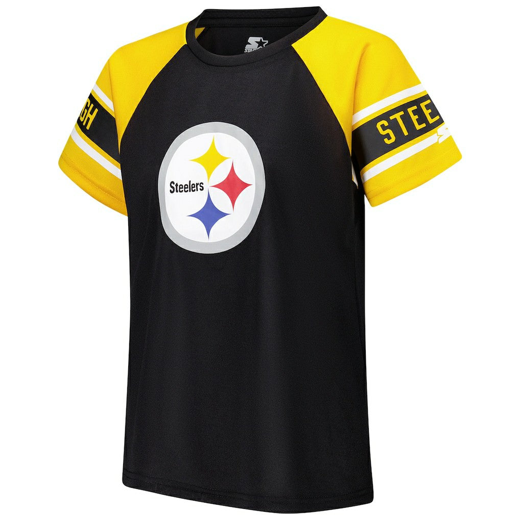 Pittsburgh Steelers Starter Women's 1st Rounder Color Block Raglan Top - Black outlet
