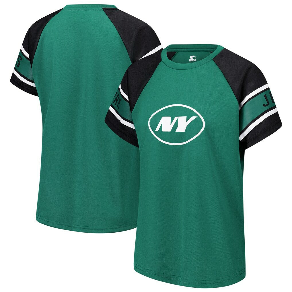 New York Jets Starter Women's 1st Rounder Color Block Raglan Top - Green sale