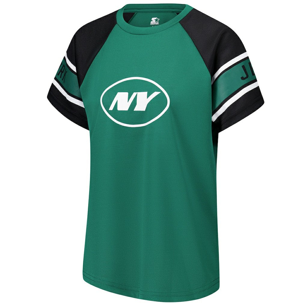 New York Jets Starter Women's 1st Rounder Color Block Raglan Top - Green sale