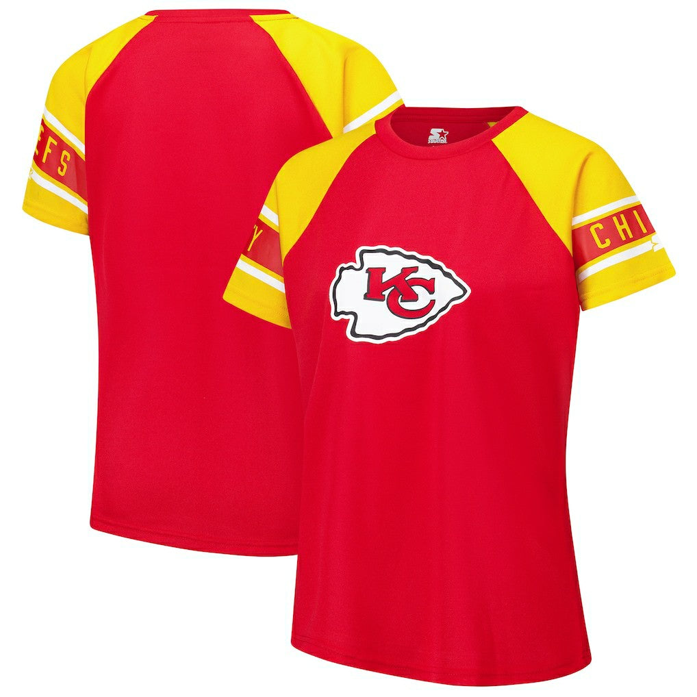 Kansas City Chiefs Starter Women's 1st Rounder Color Block Raglan Top - Red on sale