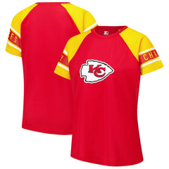 Kansas City Chiefs Starter Women's 1st Rounder Color Block Raglan Top - Red on sale