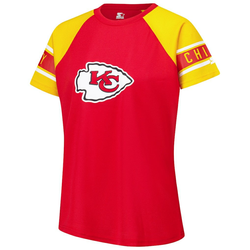 Kansas City Chiefs Starter Women's 1st Rounder Color Block Raglan Top - Red on sale