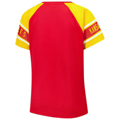 Kansas City Chiefs Starter Women's 1st Rounder Color Block Raglan Top - Red on sale