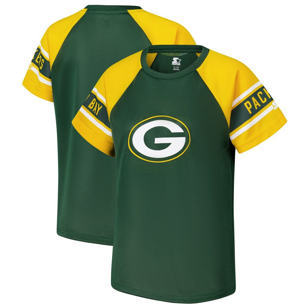 Green Bay Packers Starter Women's 1st Rounder Color Block Raglan Top - Green cheap