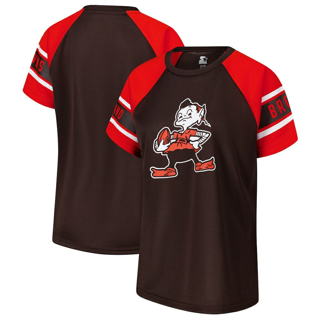 Cleveland Browns Starter Women's 1st Rounder Color Block Raglan Top - Brown cheap