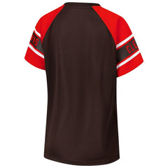 Cleveland Browns Starter Women's 1st Rounder Color Block Raglan Top - Brown cheap