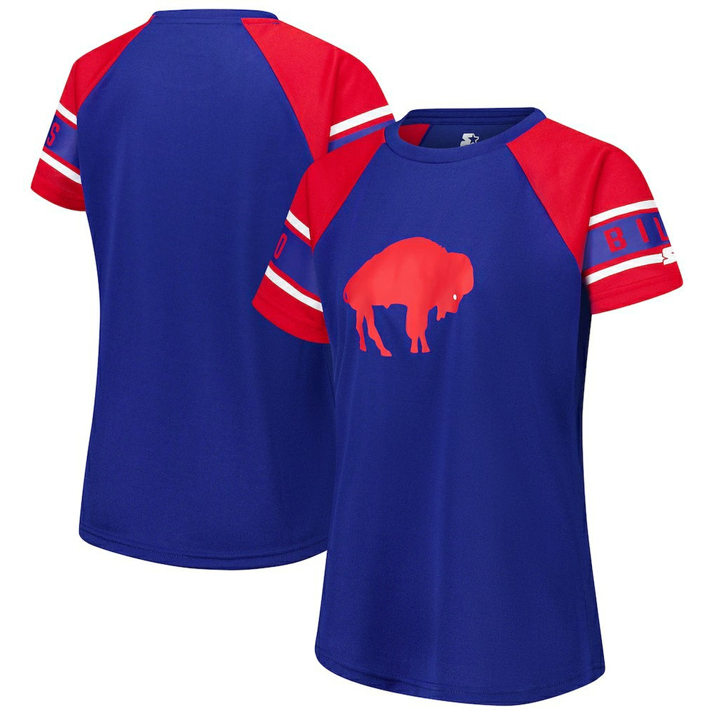 Buffalo Bills Starter Women's 1st Rounder Color Block Raglan Top - Royal for sale
