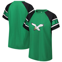 Philadelphia Eagles Starter Women's 1st Rounder Color Block Raglan Top - Kelly Green sale