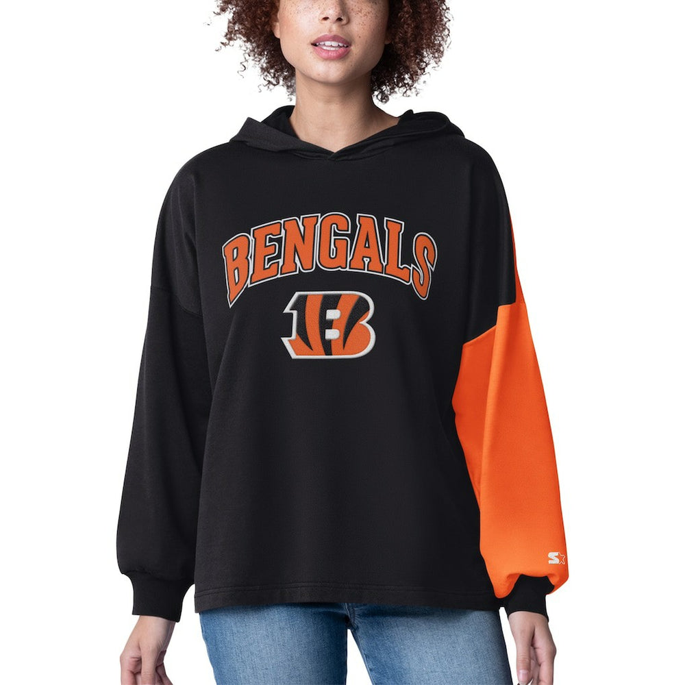 Cincinnati Bengals Starter Women's Power Move Long Sleeve Pullover Hoodie - Black discount