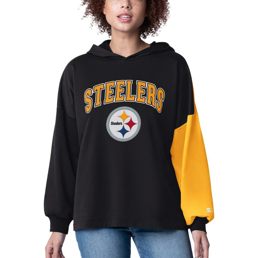Pittsburgh Steelers Starter Women's Power Move Long Sleeve Pullover Hoodie - Black sale