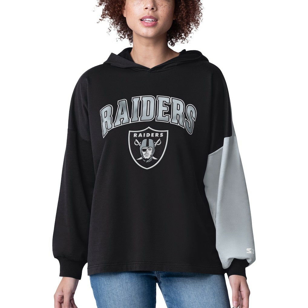 Las Vegas Raiders Starter Women's Power Move Long Sleeve Pullover Hoodie - Black for sale
