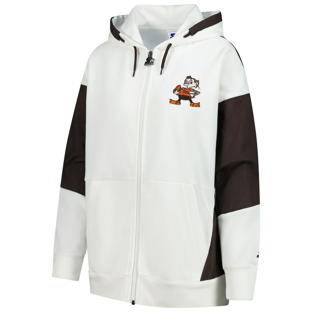 Cleveland Browns Starter Women's Scrimmage Full-Zip Hoodie - White outlet