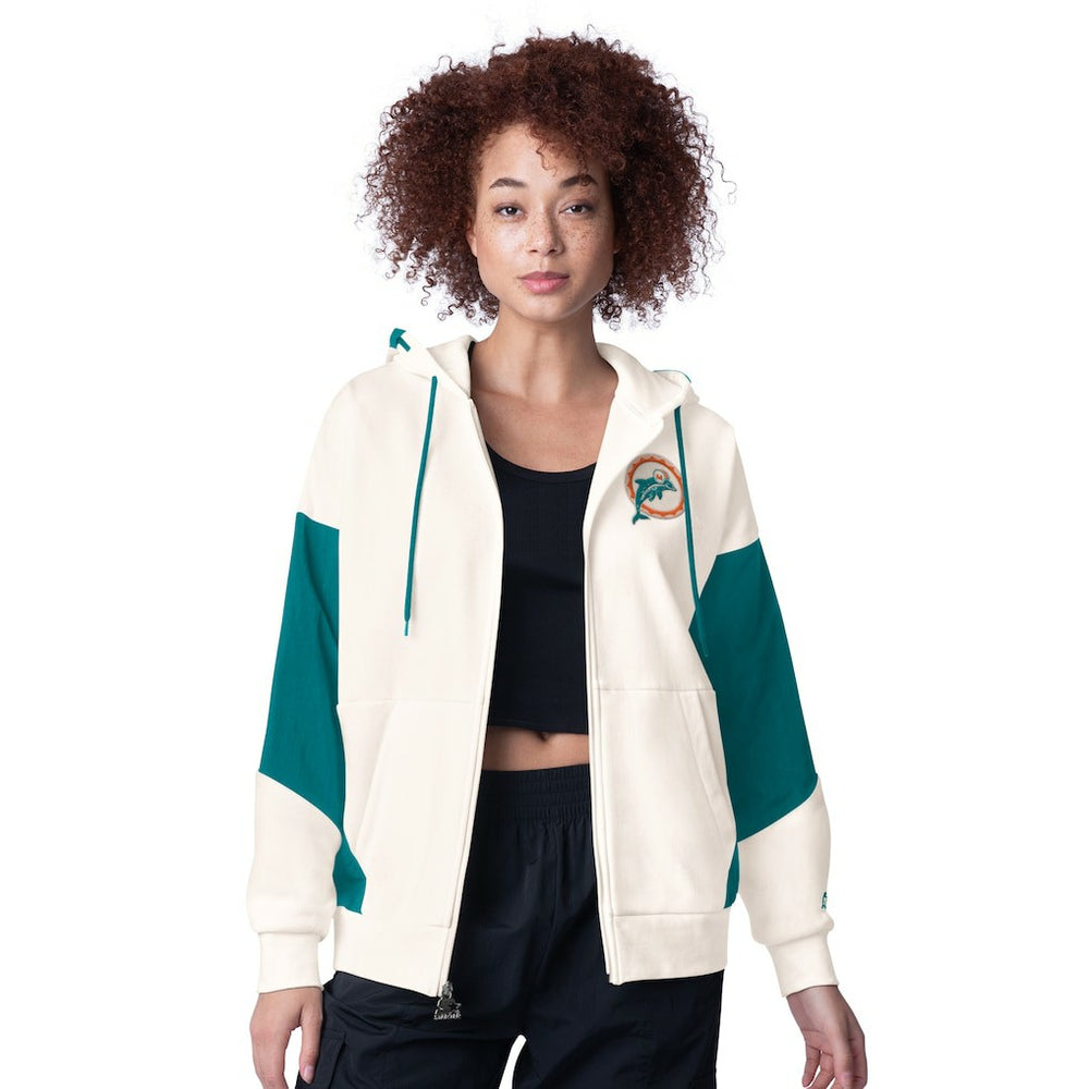 Miami Dolphins Starter Women's Scrimmage Full-Zip Hoodie - White discount