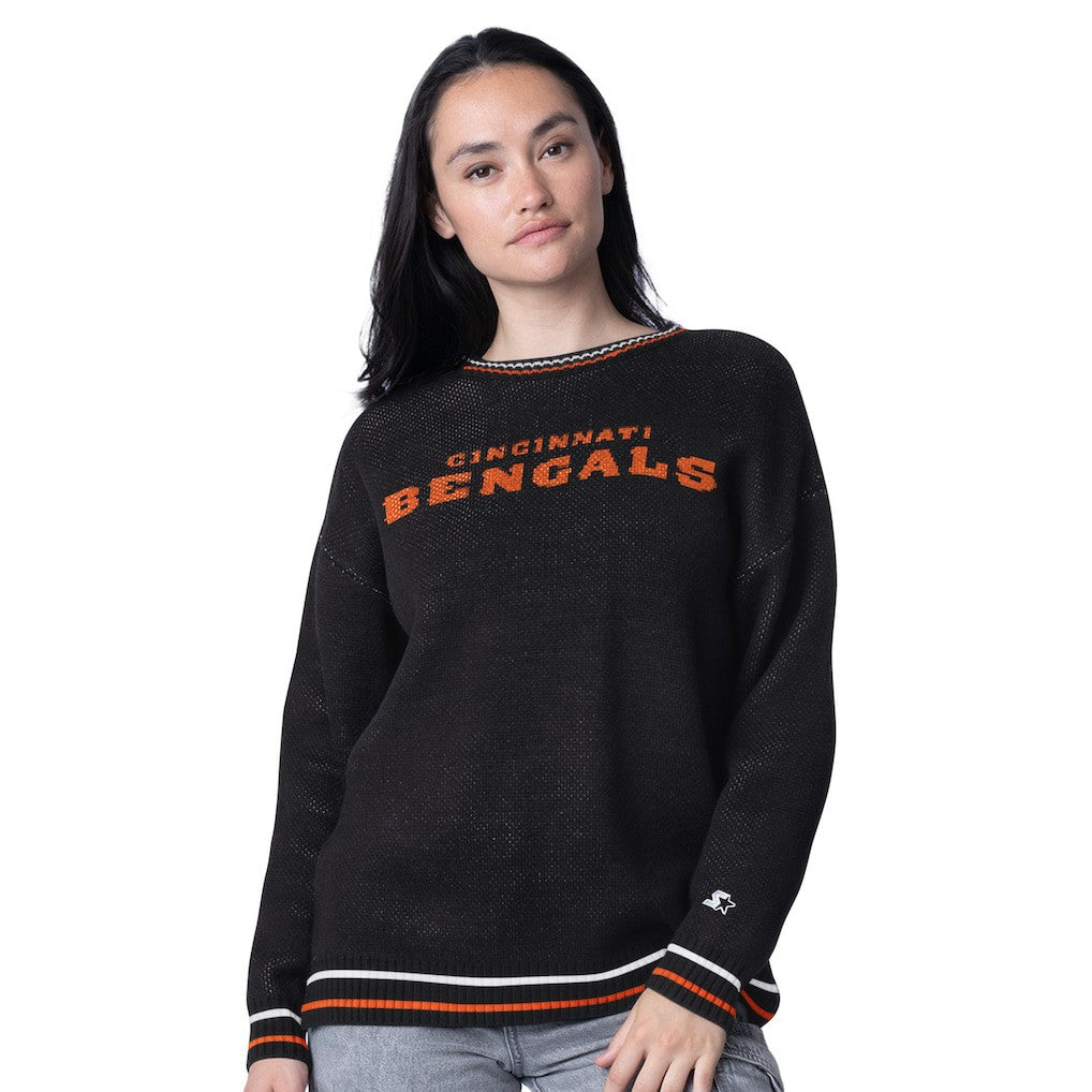 Cincinnati Bengals Starter Women's Oversized On the Ball Intarsia Knit Pullover Sweater - Black online