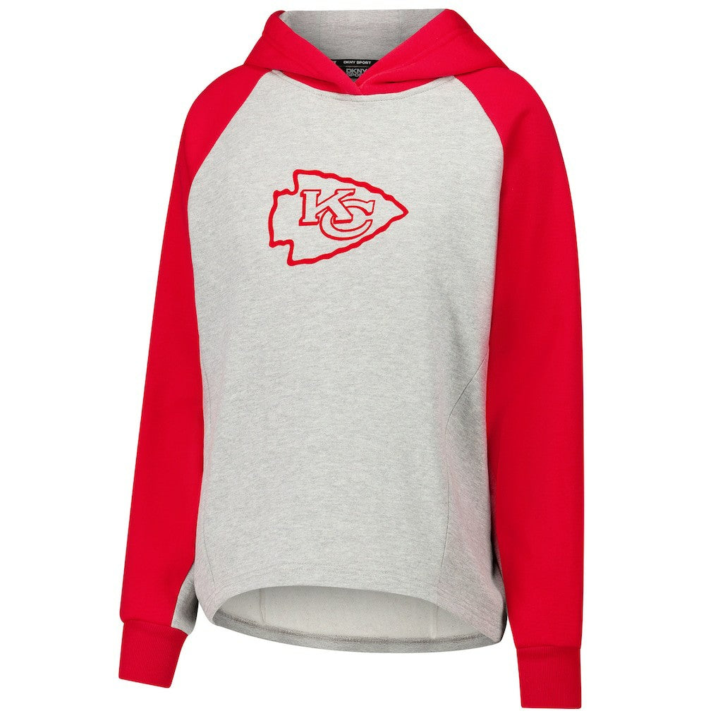Kansas City Chiefs DKNY Sport Women's Joy Cropped Raglan Pullover Hoodie - Gray/Red outlet