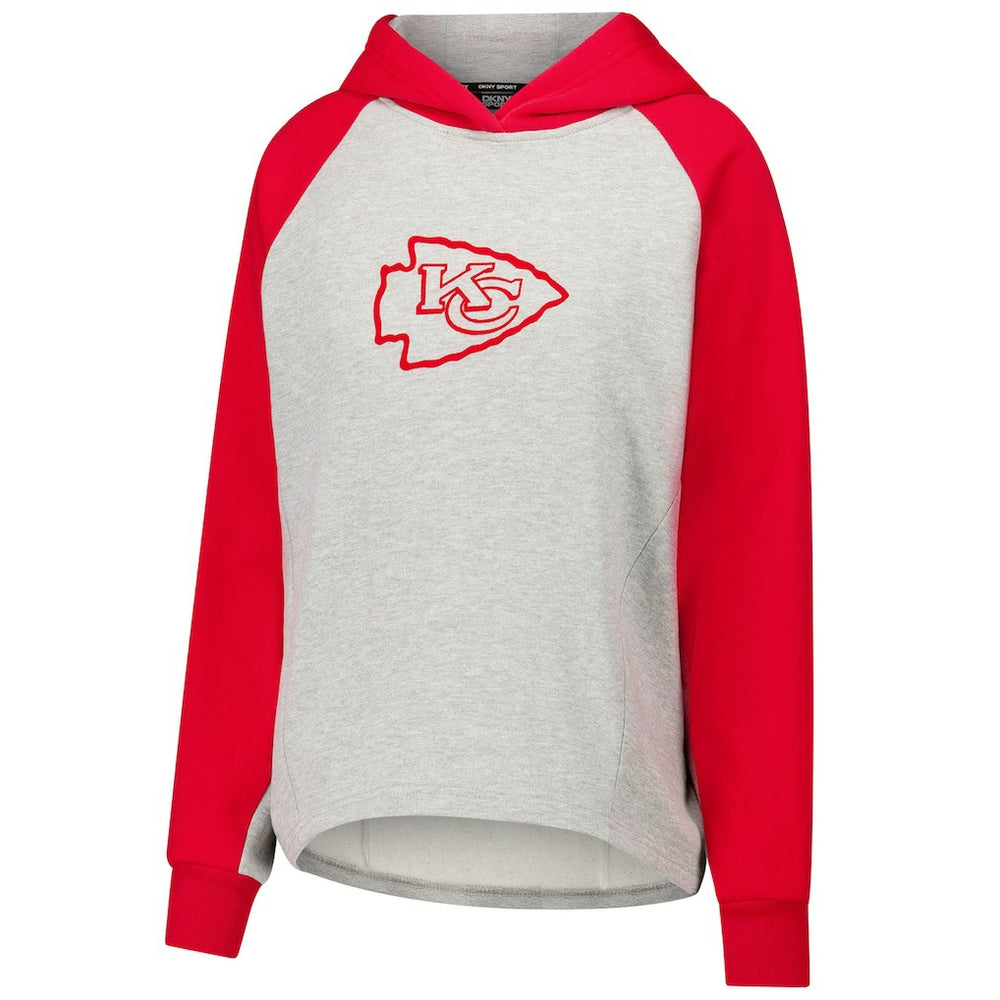 Kansas City Chiefs DKNY Sport Women's Joy Cropped Raglan Pullover Hoodie - Gray/Red outlet