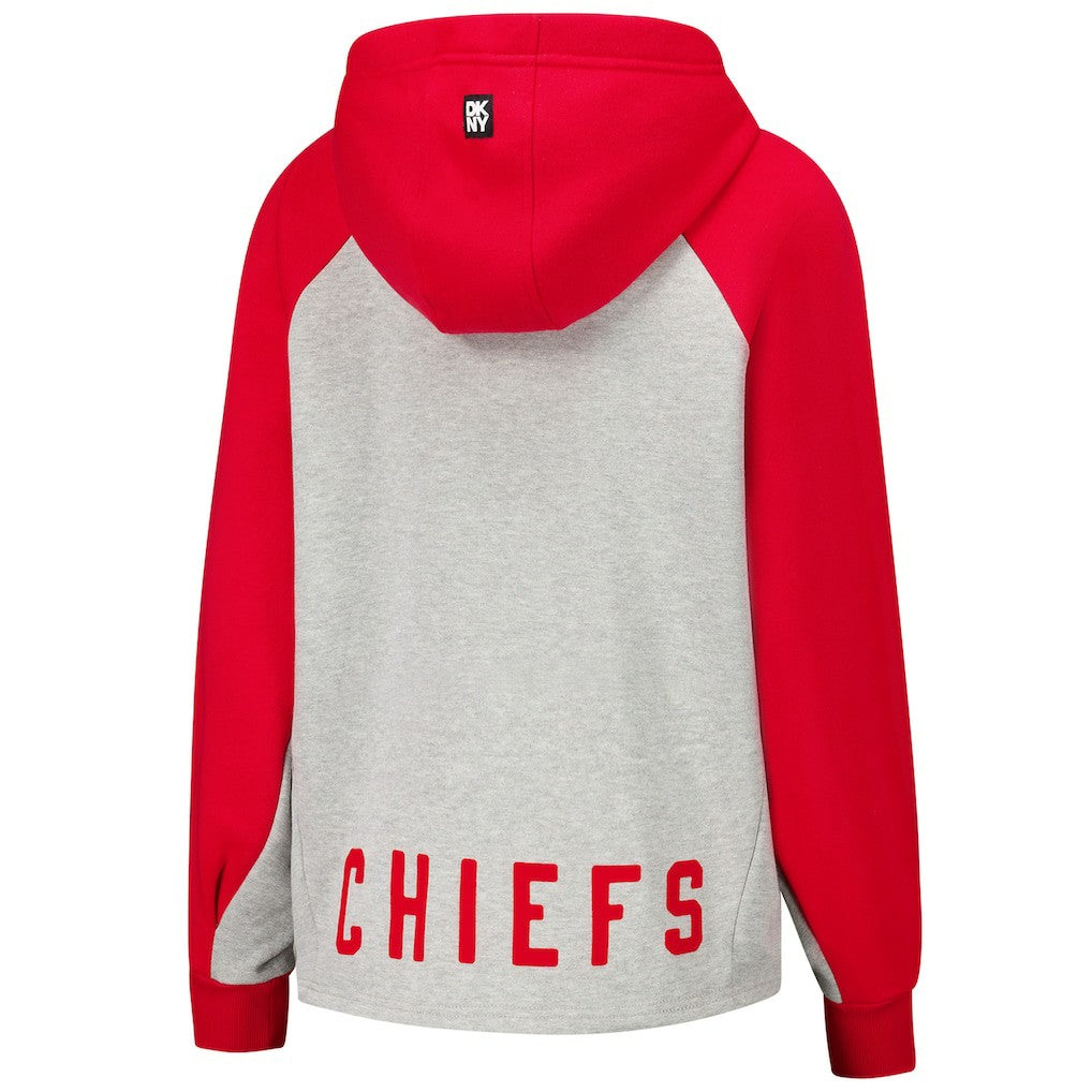 Kansas City Chiefs DKNY Sport Women's Joy Cropped Raglan Pullover Hoodie - Gray/Red outlet
