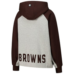 Cleveland Browns DKNY Sport Women's Joy Cropped Raglan Pullover Hoodie - Gray/Brown cheap