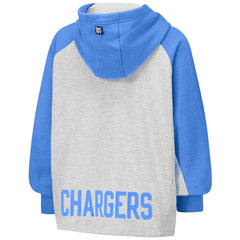 Los Angeles Chargers DKNY Sport Women's Joy Cropped Raglan Pullover Hoodie - Gray/Powder Blue cheap