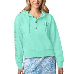 Green Bay Packers Margaritaville Women's Island Dream Solid Pullover Hoodie - Mint outlet