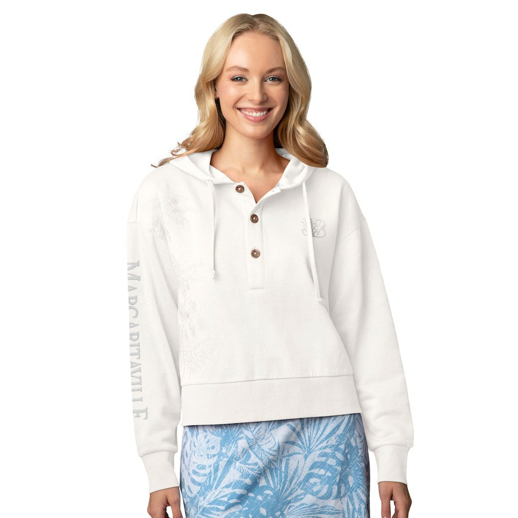 Cincinnati Bengals Margaritaville Women's Island Dream Solid Pullover Hoodie - Cream discount